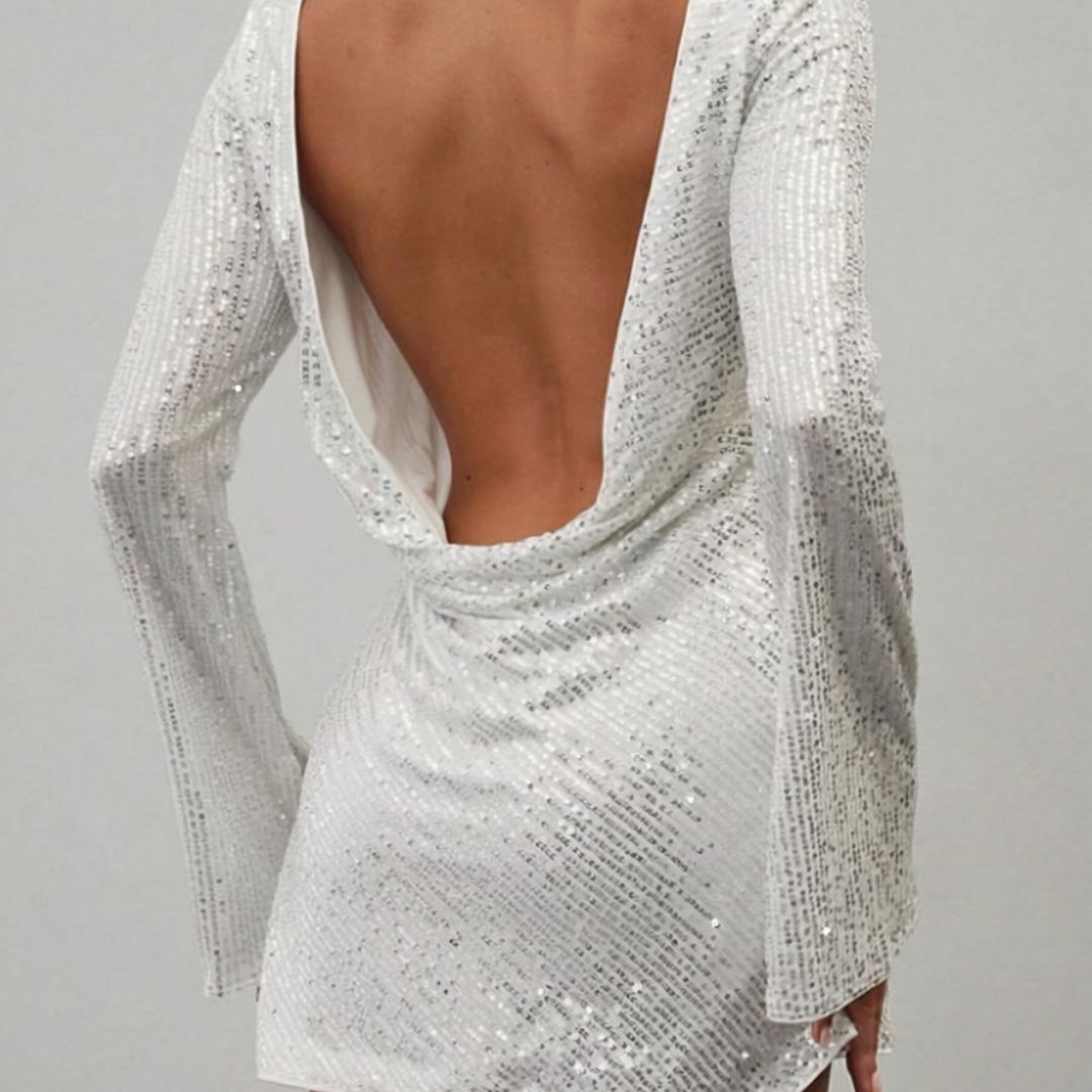 becomingmrs bridal Orelia Open Back Sequin Mini Dress