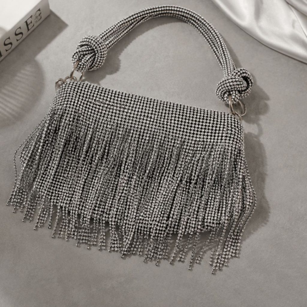 becomingmrs online bridal Noctelle Fringe Crystal Bag