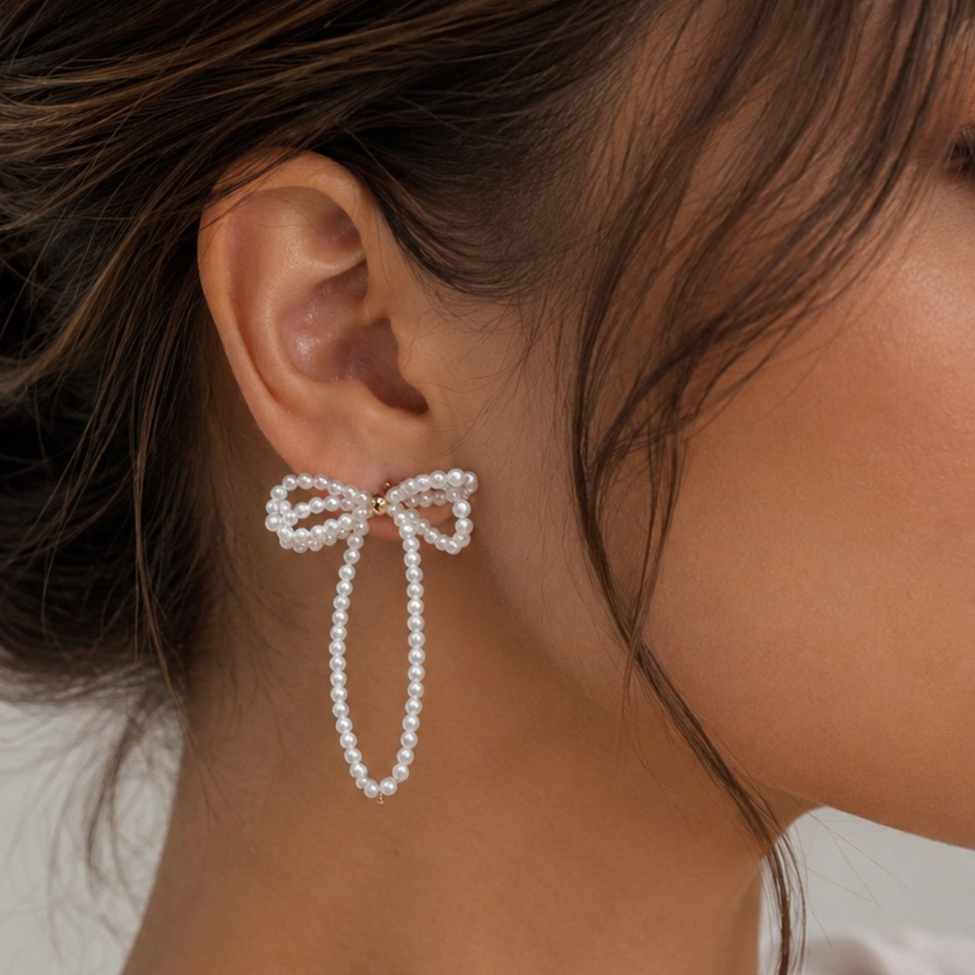 becoming mrs onlineHéloise Pearl Bow Earrings