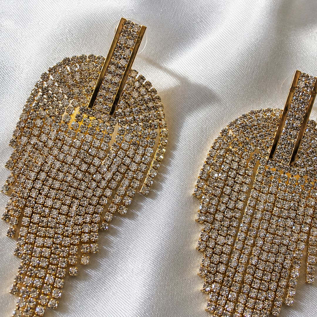 Solara Crystal Tassel Earrings - Image 3