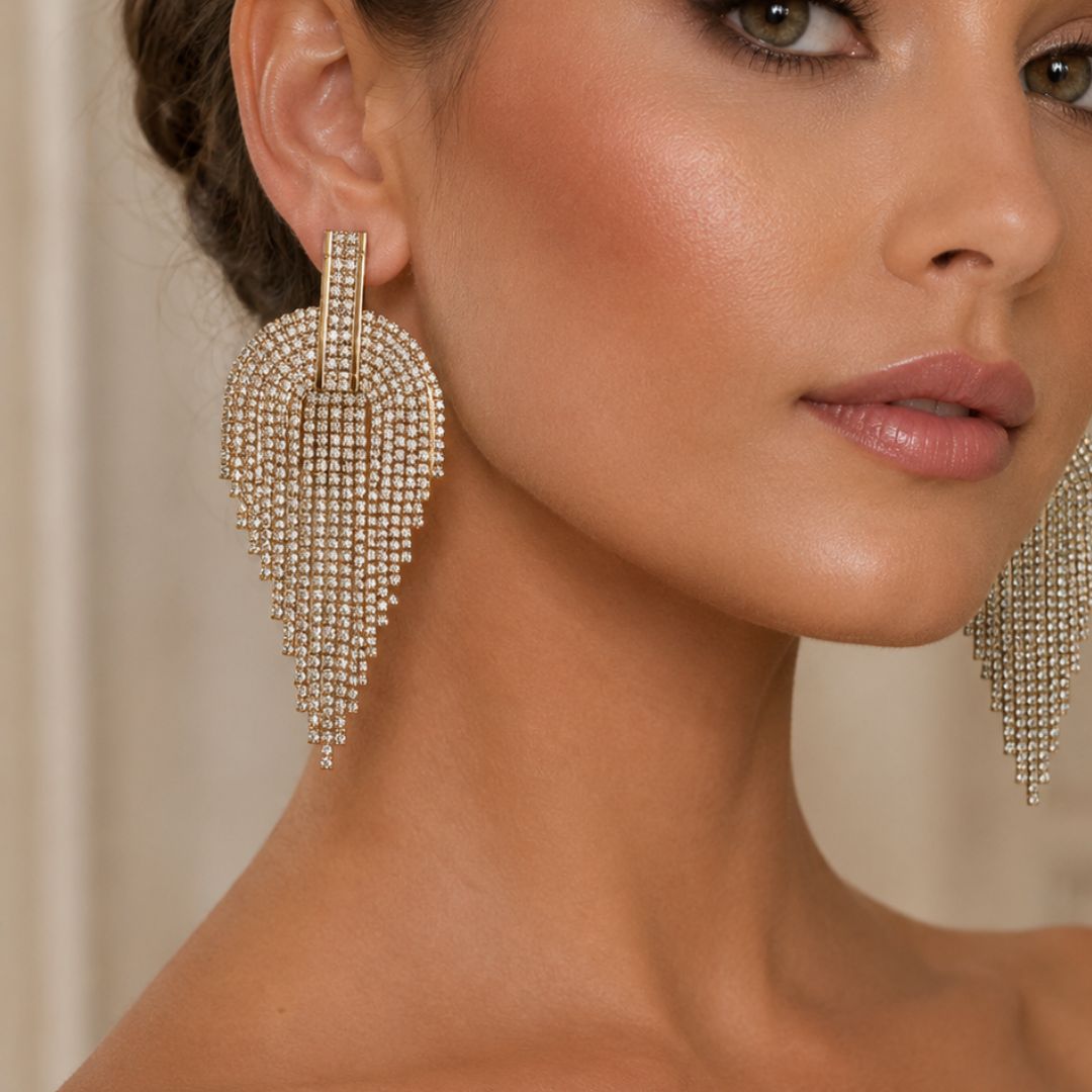 Solara Crystal Tassel Earrings - Image 6