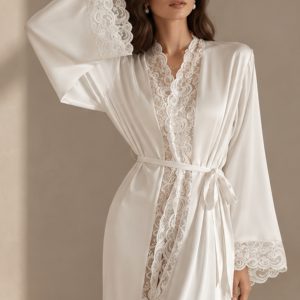 Tanielle Bridal Robe | White Satin Wedding Morning Robe Becoming Mrs Online